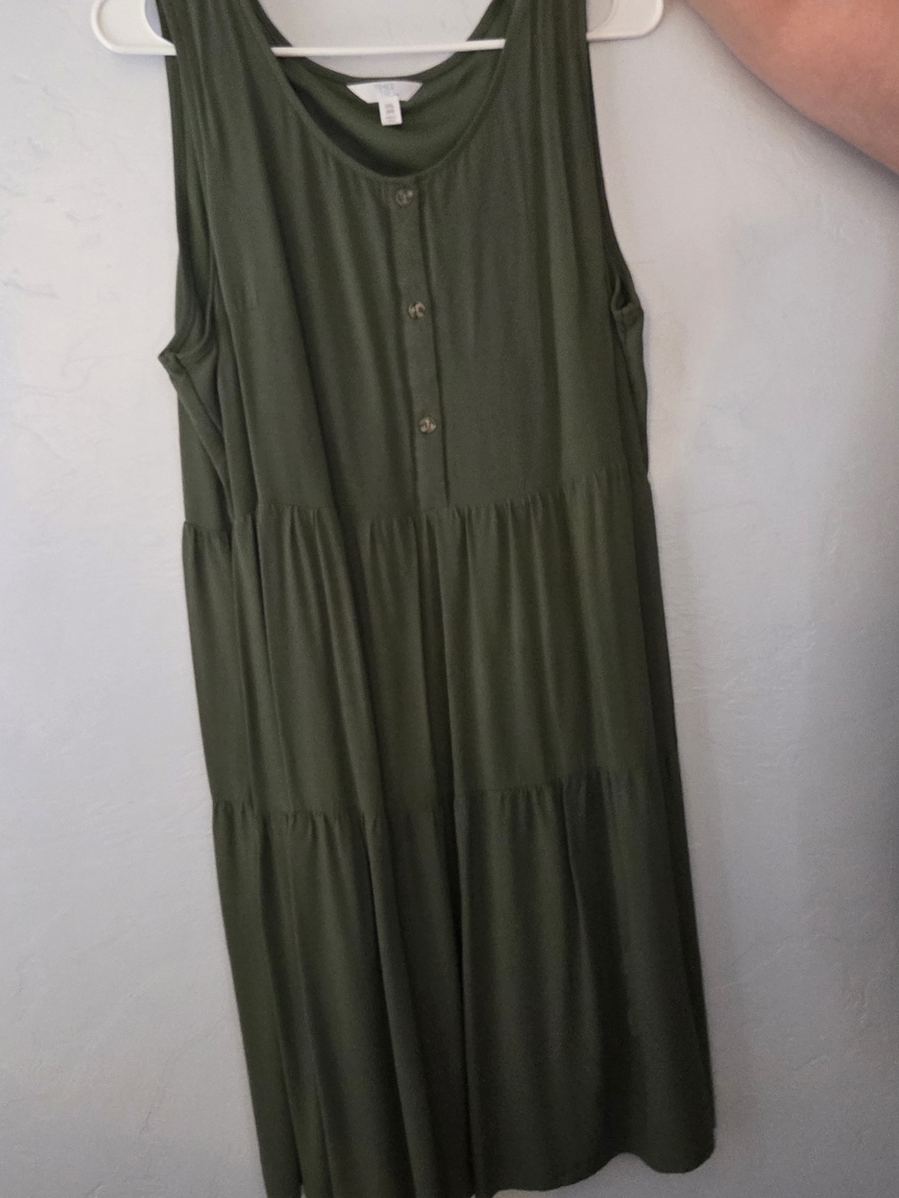 Time and Tru Olive Green Sleeveless Tiered Maxi Dress